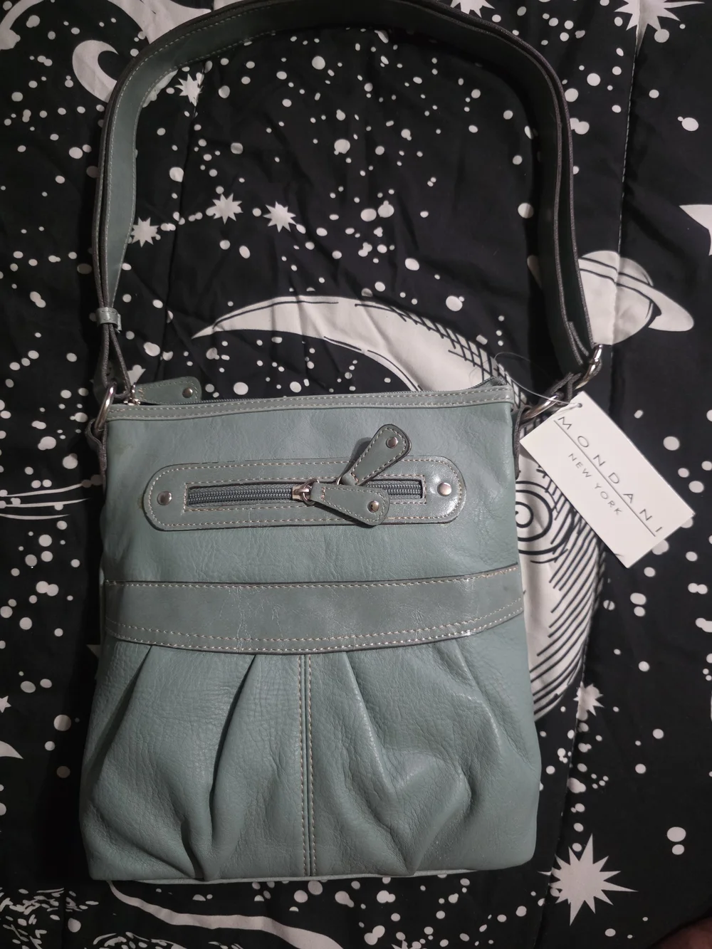 Mondani New York Mint Green Leather Shoulder Bag